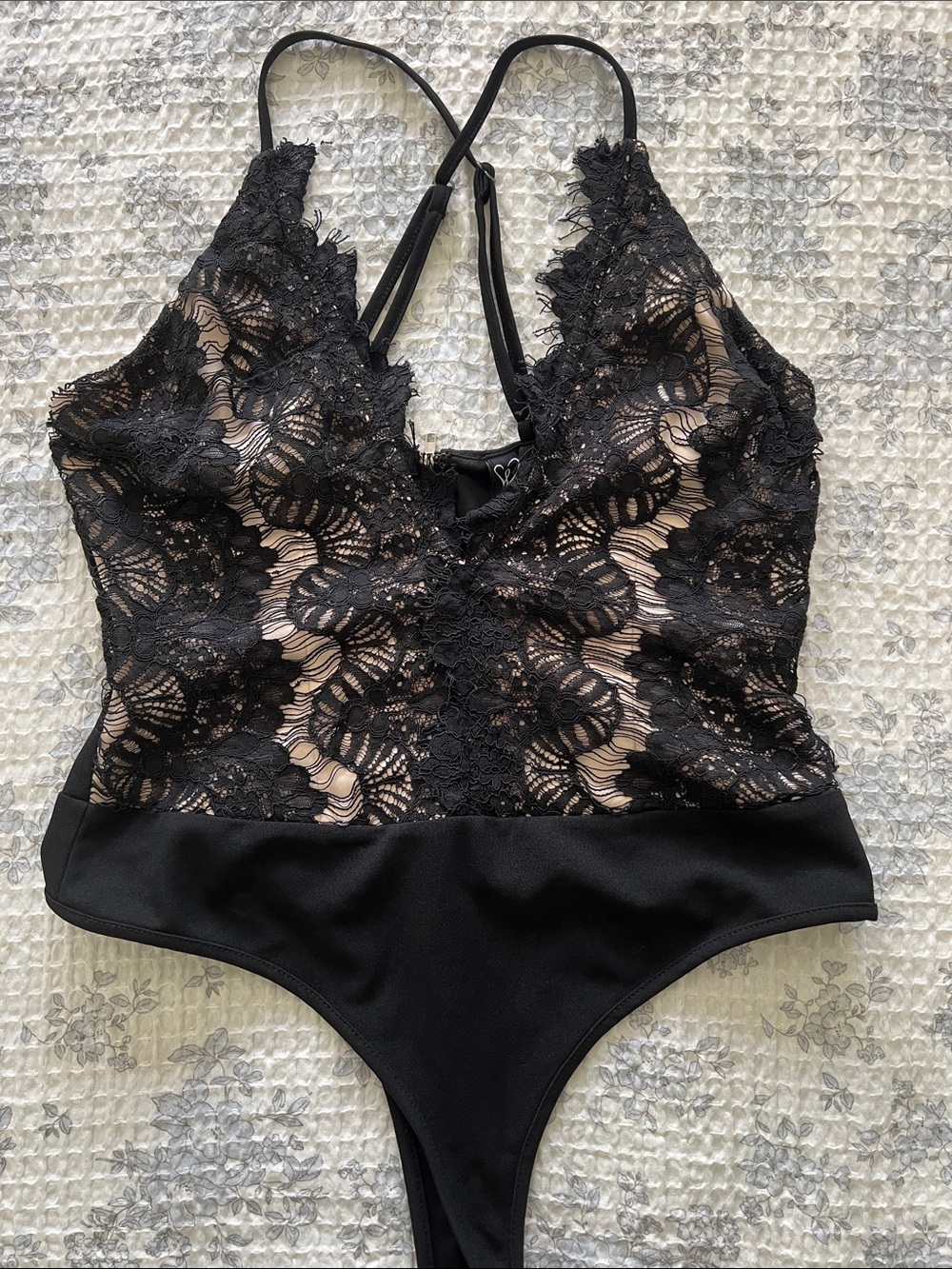 Windsor Black Lace Nude-Illusion Bodysuit